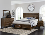 Brown cherry finish classic styling queen platform bed with footboard storage
