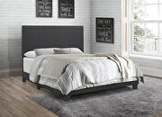Black fabric upholstery queen bed
