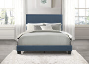 Blue fabric upholstery queen bed