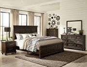 Driftwood charcoal finish solid transitional styling queen bed