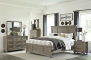 Driftwood light brown finish solid transitional styling queen bed main photo