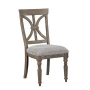 Driftwood light brown finish and gray fabric upholstery dining chair