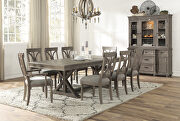 Driftwood light brown finish separate extension leaves dining table