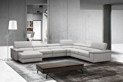 Silver gray full leather oversized contemporary seectional main photo