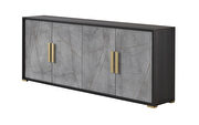 Gray marble / wenge veneer wood buffet