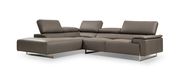 Italian-made gray thick leather sectional sofa main photo
