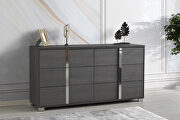 Contemporary sleek stylish gray / chrome dresser main photo
