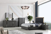Contemporary sleek stylish gray / chrome bed w/ led main photo