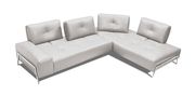 Premium Italian leather sectional in light gray