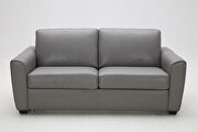 Pull out sofa bed in thick gray leather