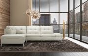 Leonardo (Silver Gray) LF Modern stitched leather sectional with storage in s. gray