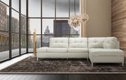 Leonardo (Silver Gray) RF Modern stitched leather sectional with storage in s. gray