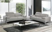 Nicolo (Gray) Modern stylish adjustable headrest gray leather sofa