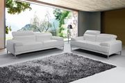 Nicolo (White) Modern stylish adjustable headrest white leather sofa