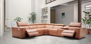 Full Italian leather recliner sectional in caramel main photo