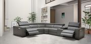 Full Italian leather recliner sectional in gray main photo