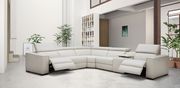 Full Italian leather recliner sectional in silver gray main photo