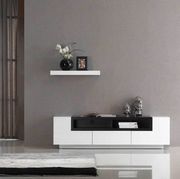 JM002 (White/Oak) White/oak high-gloss contemporary TV Stand