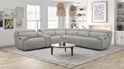Gray premium leather recliner sectional