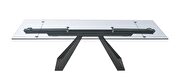 Clear glass extension dining table w/ gray gunmetal base