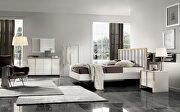 Contemporary sleek white bed w/ gold trim main photo