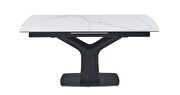 White marble top extension table w/ gray veins base main photo