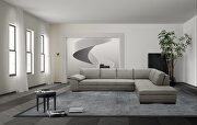 JM625 (Gray) RF Light gray full Italian leather sectional sofa