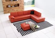 JM625 (Pumpkin) RF Orange pumpkin full Italian leather sectional sofa