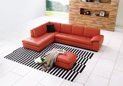 JM625 (Pumpkin) LF Italian leather orange sectional sofa