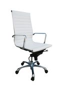 JM-HB (White) High back white leather modern office chair