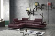 Adjustable armrests compact maroon leather sectional