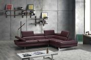 Adjustable armrests compact maroon leather sectional main photo