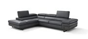 Contemporary dark gray leather sectional in low-profile main photo