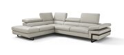 JM867 (Light Gray) LF Contemporary light gray leather sectional in low-profile