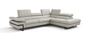 JM867 (Light Gray) RF Contemporary light gray leather sectional in low-profile