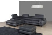 JM973 (Gray) LF Adjustable headrest leather sectional sofa in dark gray