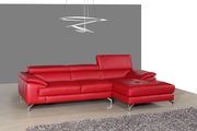 Red leather sectional sofa w/ adjustable headrests