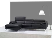 JM973 (Black) LF Modern leather sectional sofa w/ adjustable headrests