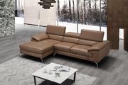 JM973 (Caramel) LF Modern leather sectional sofa w/ adjustable headrests