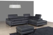Gray contemporary leather sofa with flexible headrests main photo