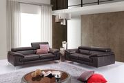 Brown Italian leather sofa w/ adjustable headrests