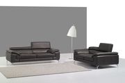 JM973 (Gray) Gray Italian leather sofa w/ adjustable headrests