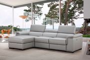 Light gray full leather recliner sectional main photo