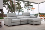 Light gray full leather recliner sectional main photo