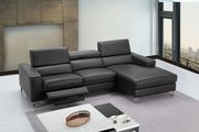 Espresso gray premium leather power recliner sectional main photo