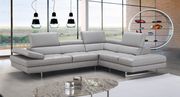 Light gray leather Italian sectional sofa main photo