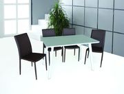 JM24 (Brown) Brown chairs + glass top table 5pcs casual set