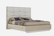 Modern king bed in beige/light walnut veneer main photo