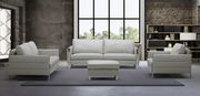 Constantin (Gray) Light gray contemporary leather sofa