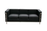 Cour (Black) Modern designer replica black full leather sofa